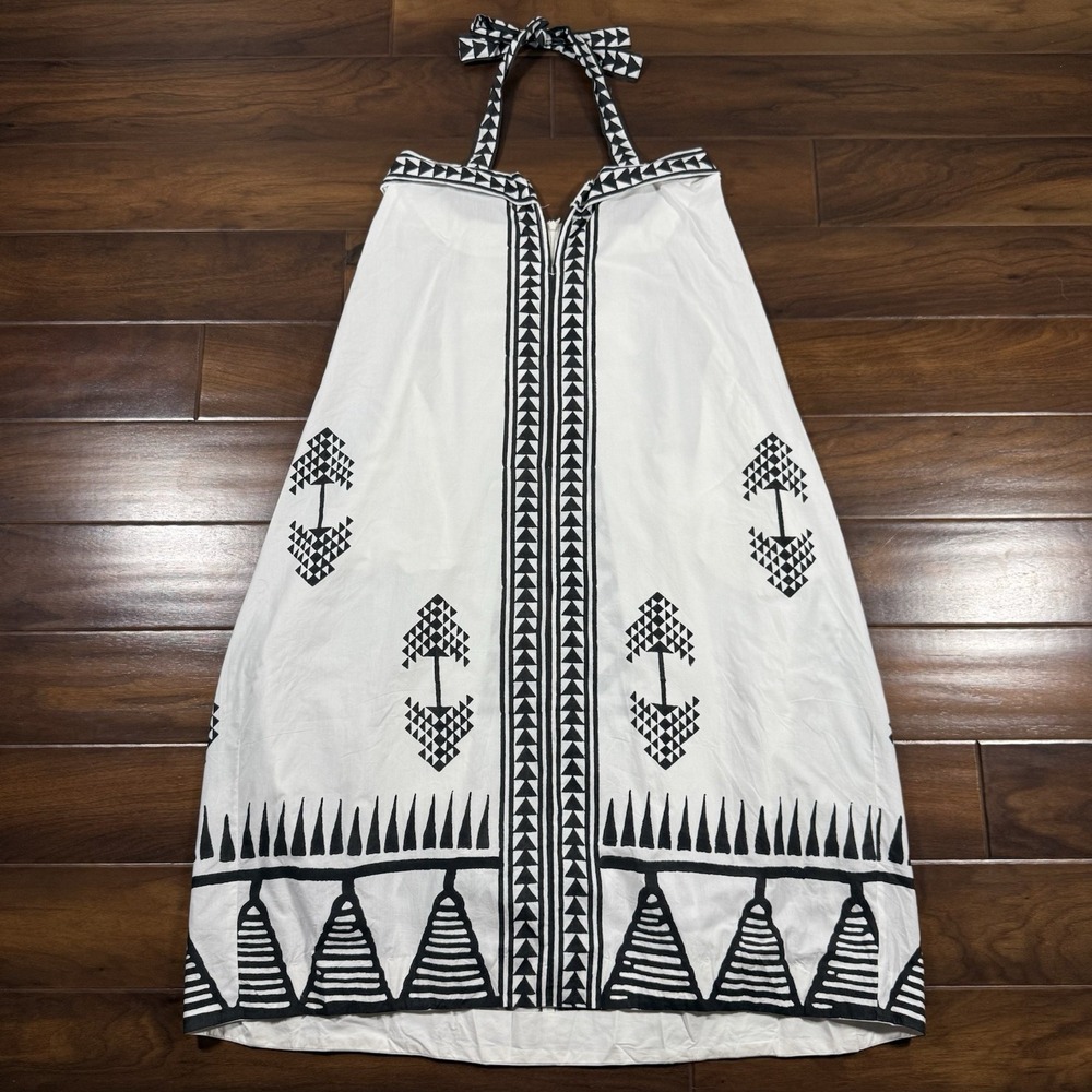 Mo Maya Women's Size M / L White Black Sleeveless Tara Halter Midi Dress